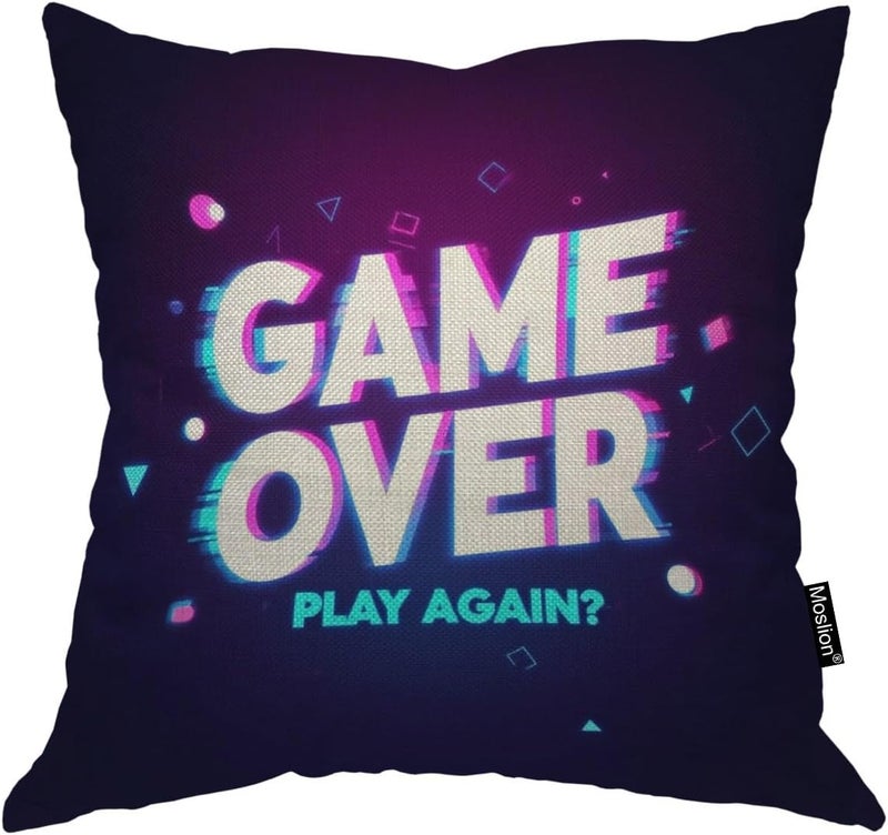 Moslion Game Pillow Cover Vintage Video Games Throw Pillow Case 18x18 Inch Cotton Linen Square Cushion Decorative Cover for Sofa Bedroom Green - Image 1